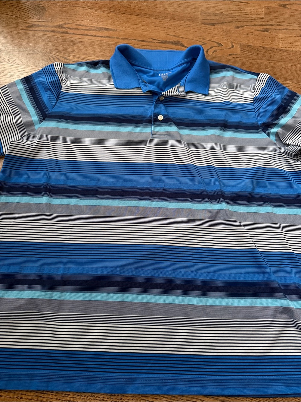 Chaps Men's Blue Striped dri fit Polo Shirt sz XXL